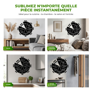 Sticker ardoise tableau noir - stickers muraux adhésif effaçable - CALENDRIER ROUE HEBDOMADAIRE