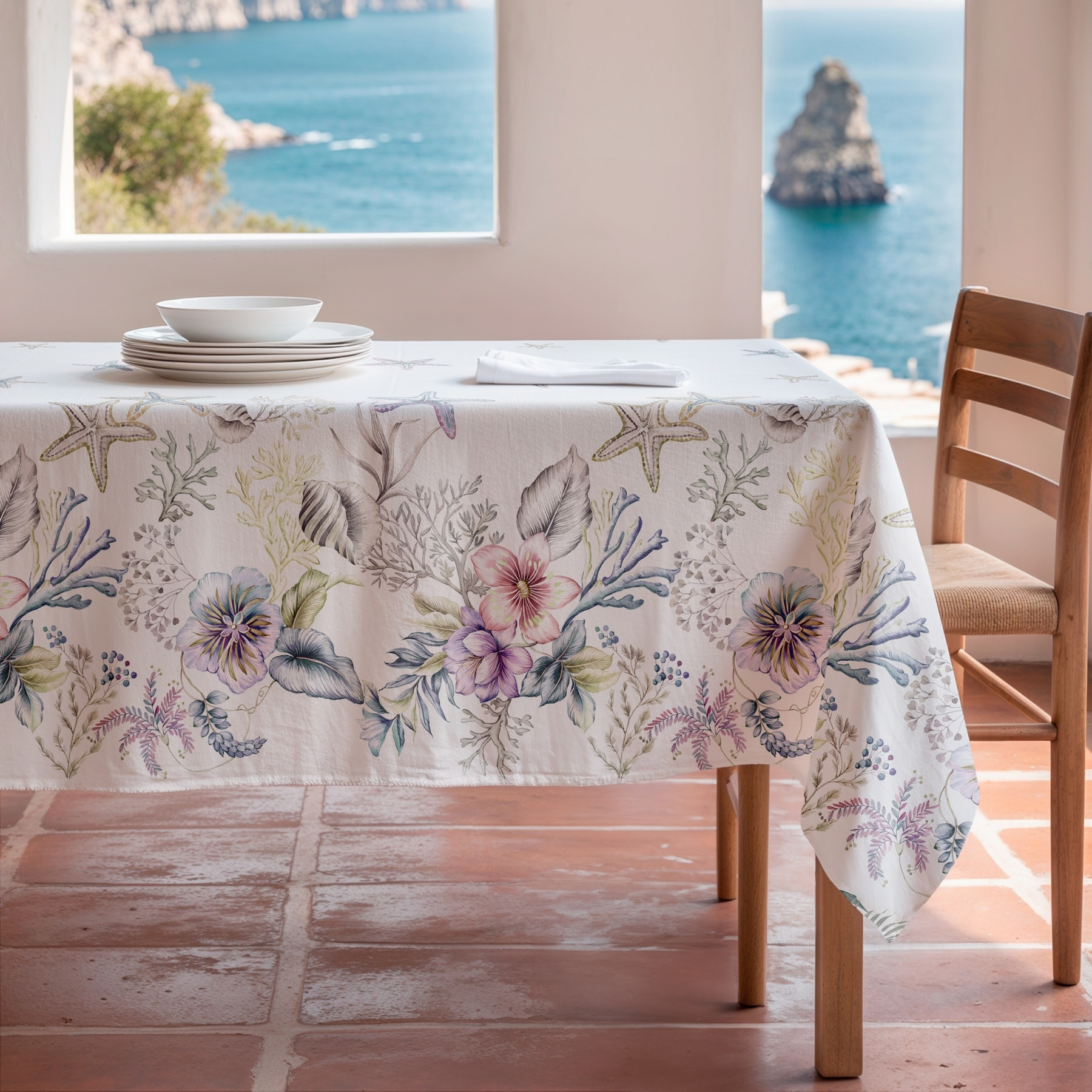 Nappe imprimée anti-tâches AMBOLO GRIS