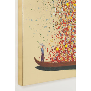Tableau Touched fleurs pirogue doré Kare Design