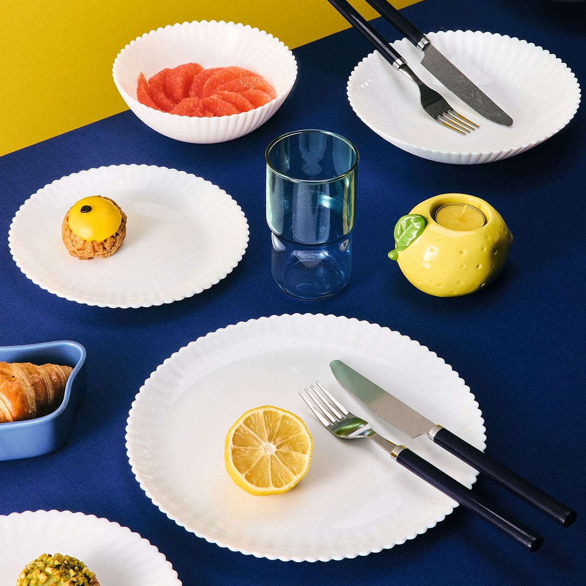 6 assiettes plates blanches 25 cm Bloom - Luminarc