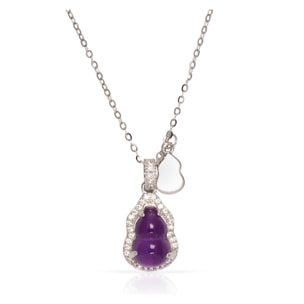 Collar de plata de ley 925 con colgante de amatista y circón con cierre de resorte.