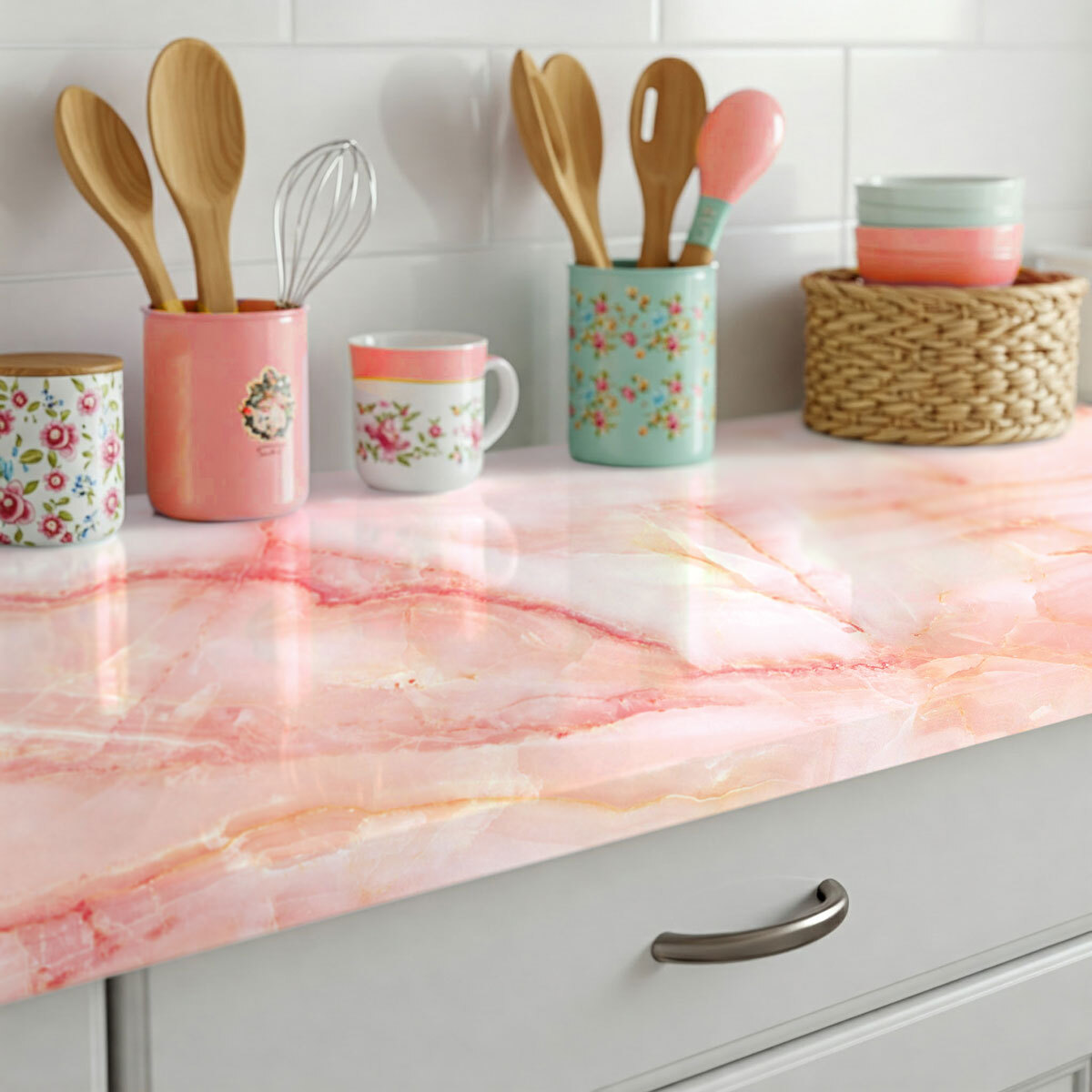 Rouleau revêtement adhésif vinyle au mètre - Sticker lavable Cuisine Meuble Armoire Porte - MARBRE DE BARI