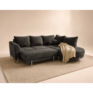 Gabin - pouf en velours texturé - Gris