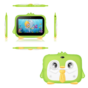 Tablet per bambini WiFi K716. Sistema operativo Android 7.0. Schermo 7'' 1024x600px. MTK 8321 Quad Core da 1,3 GHz, 1 GB di RAM + 8 GB. Doppia fotocamera.