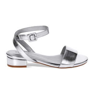 Sandali bassi argento in laminato