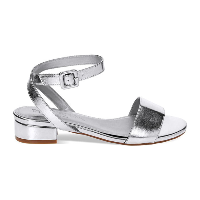 Sandali bassi argento in laminato