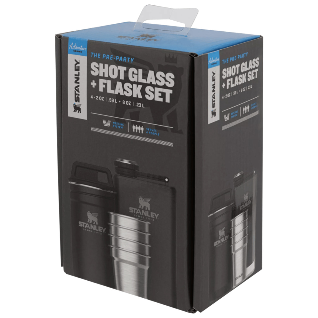 Pre-Party Shot Glass + Flask Set - Matte Black Pebble