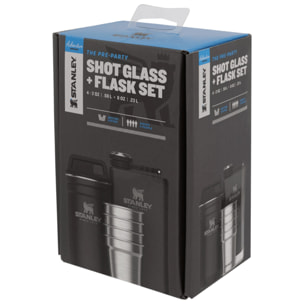 Pre-Party Shot Glass + Flask Set - Matte Black Pebble