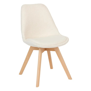 Chaise Baya pieds hêtre bouclette blanc