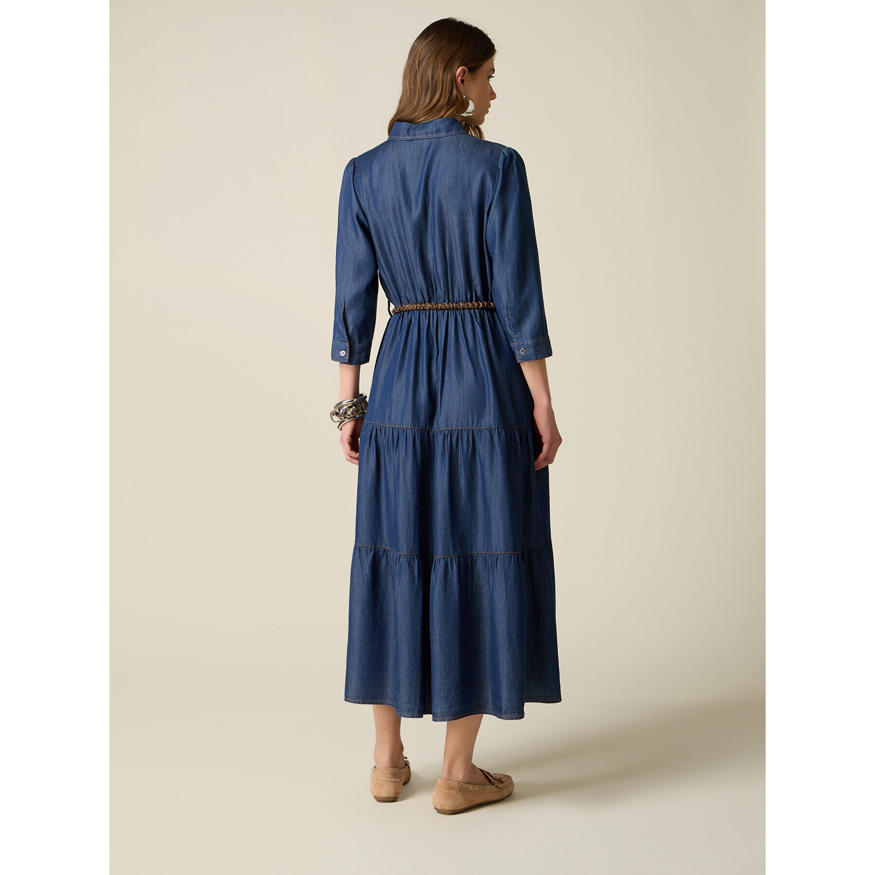 Oltre - Vestito chemisier in tencel - Blu