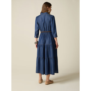 Oltre - Vestito chemisier in tencel - Blu