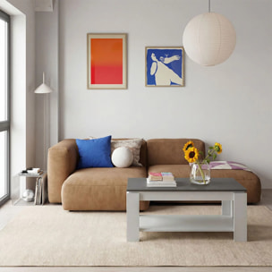 Mesa de centro elevable con almacenaje en blanco mate y gris grafito 102x43-54 cm Lya Blanco Artik (Blanco Mate) - Gris Grafito