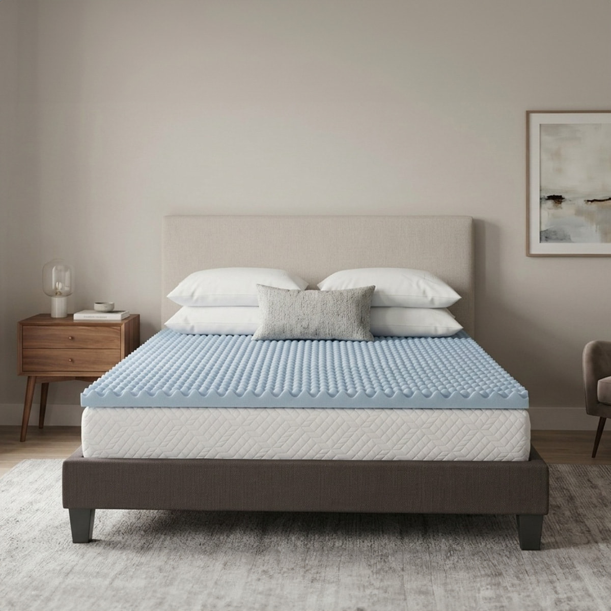 Surmatelas Mémoire de Forme et Gel Refresh, 6 cm, 7 Zones de Confort, Fabrication Française