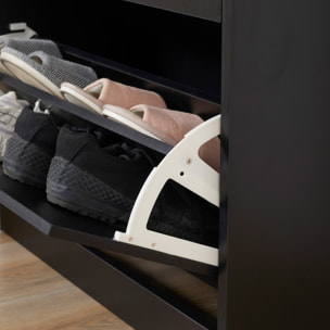 Zapatero Moderno Zapatero de Entrada Recibidor con 2 Cajones y Estantes Ajustables Zapatero Estrecho para Pasillo 60x24x80 cm Negro