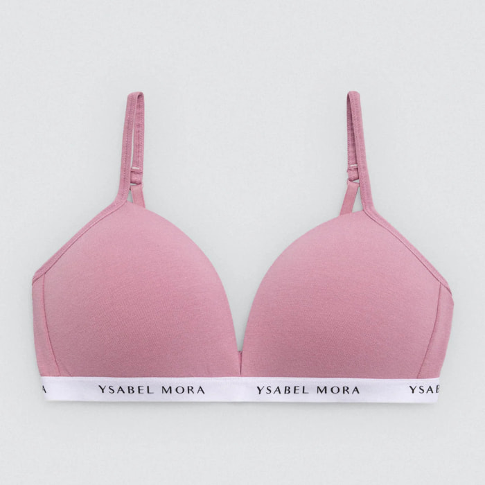 Reggiseno rosa senza ferretto in cotone per ragazzi