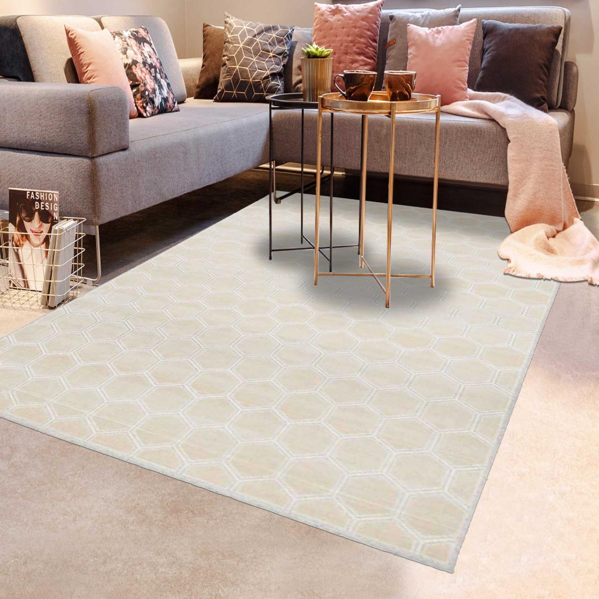 Tapis salon et chambre fait à la main en viscose motif scandinave MAQUI