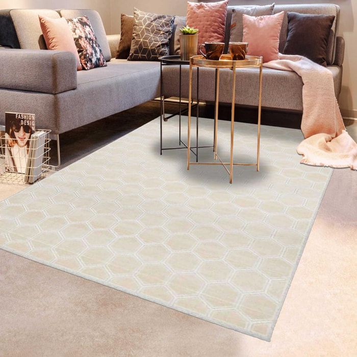 Tapis salon et chambre fait à la main en viscose motif scandinave MAQUI
