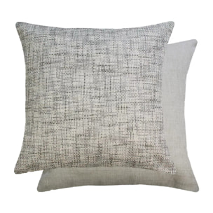 Housse de coussin polyester jeu d'unis beige Tweed naturel