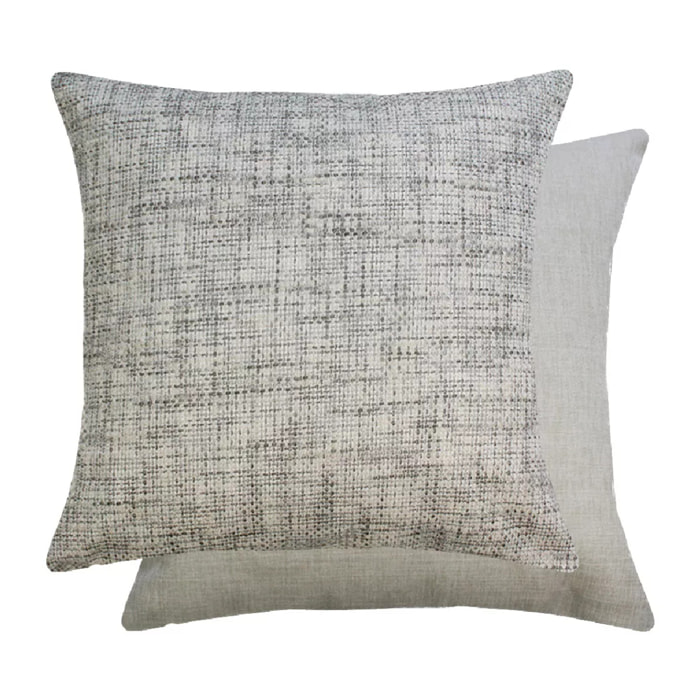 Housse de coussin polyester jeu d'unis beige Tweed naturel