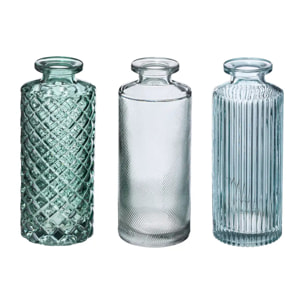 Set de 3 soliflores - verre - vert