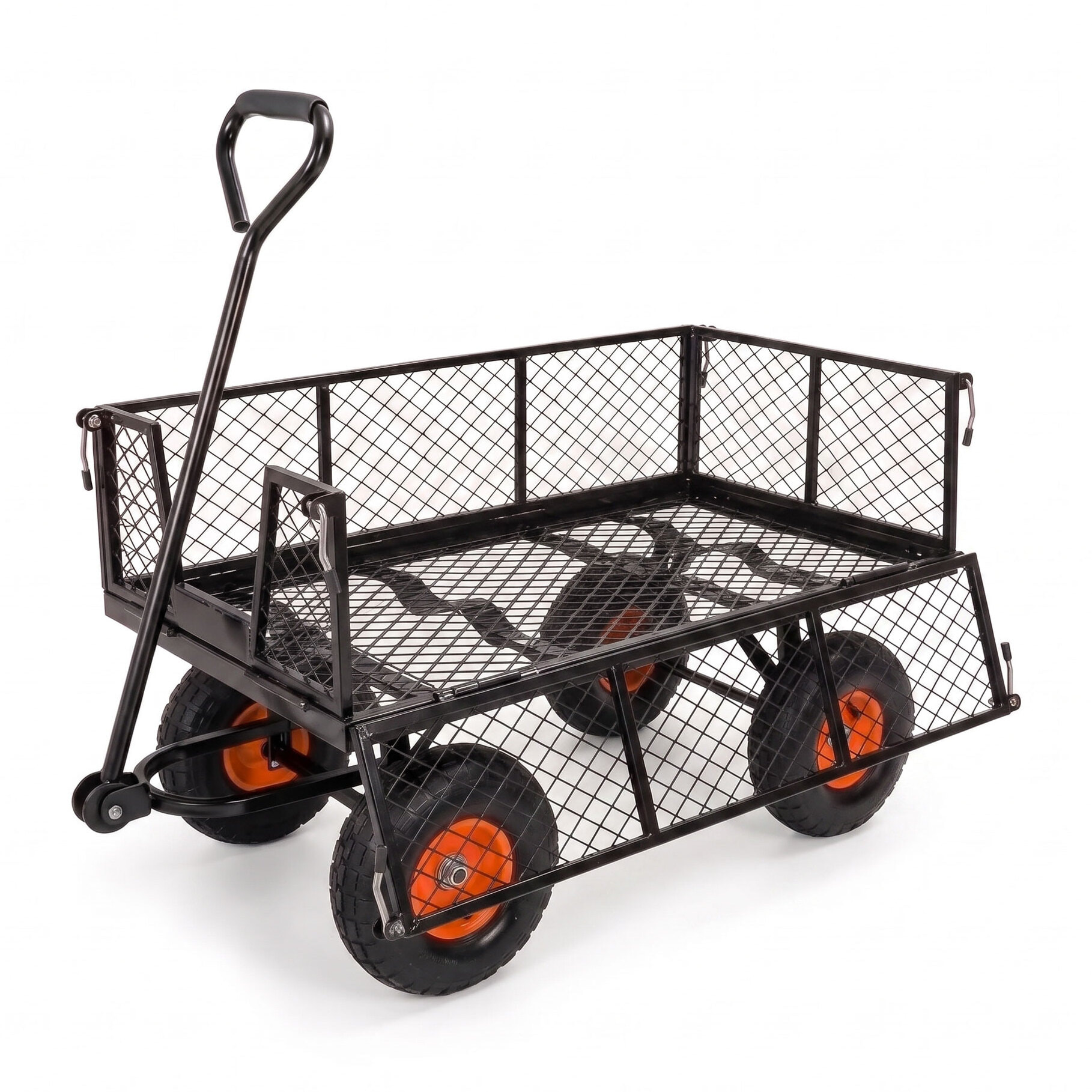 Carrello rimorchio a spinta in ferro con telone interno capacita' max 350kg