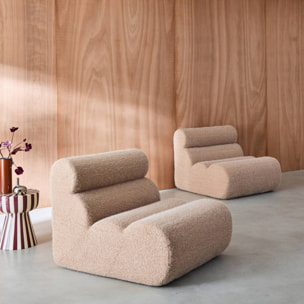 Lot de 2 chauffeuses tissu effet alpaca beige 1 place - L 81 x P 99 x H 75cm - Nova