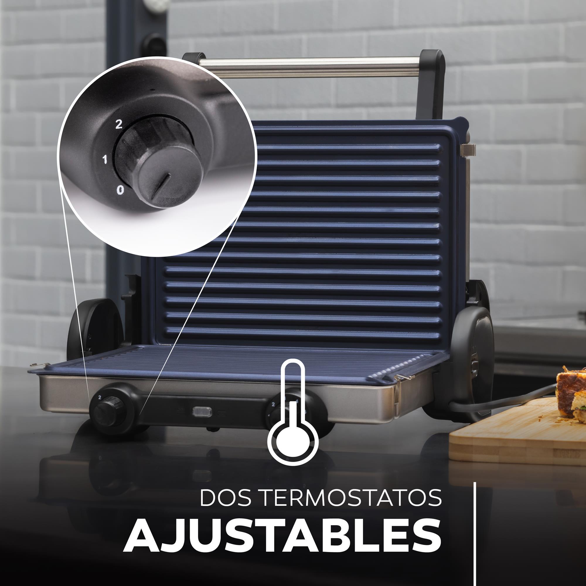 Parrilla eléctrica foodies antiadhernte con grill de 12x32x40cm de 2200w en acero inox y abs y 3 funciones masterpro