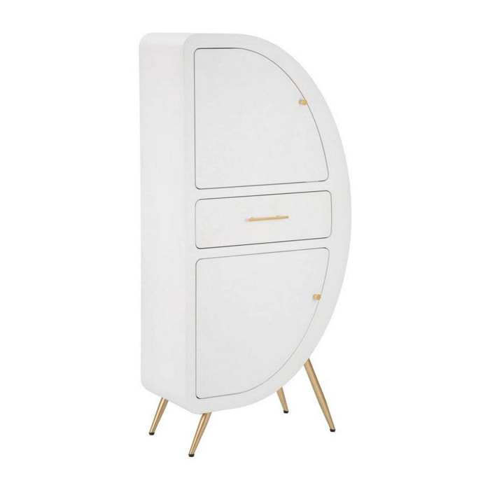 Credenza Tellier, Buffet da soggiorno, Madia da salotto, Dispensa da cucina, 60x32 h133 cm, Bianco e Oro