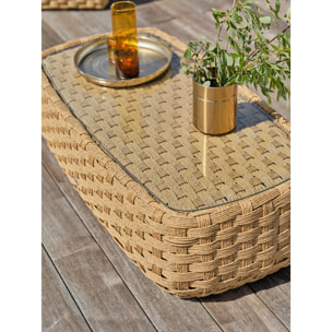 RAMATUELLE - Salon bas de jardin 5 places en aluminium et résine tressée