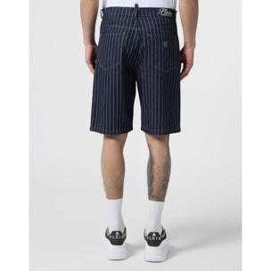 PHILIPP PLEIN Denim Shorts Pinstripe