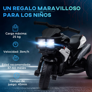 Moto Eléctrica para Niños de +3 Años Moto de Batería 6V con Luces Música Bocina Neumáticos Anchos Moto para Niños con Velocidad 3 km/h Negro