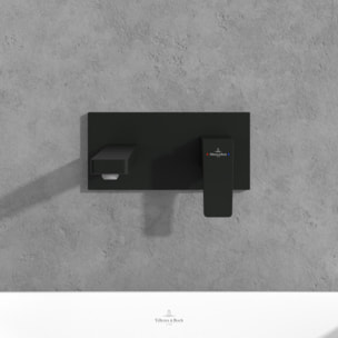 Mitigeur lavabo mural Architectura Square avec vidage Push Open Noir mat