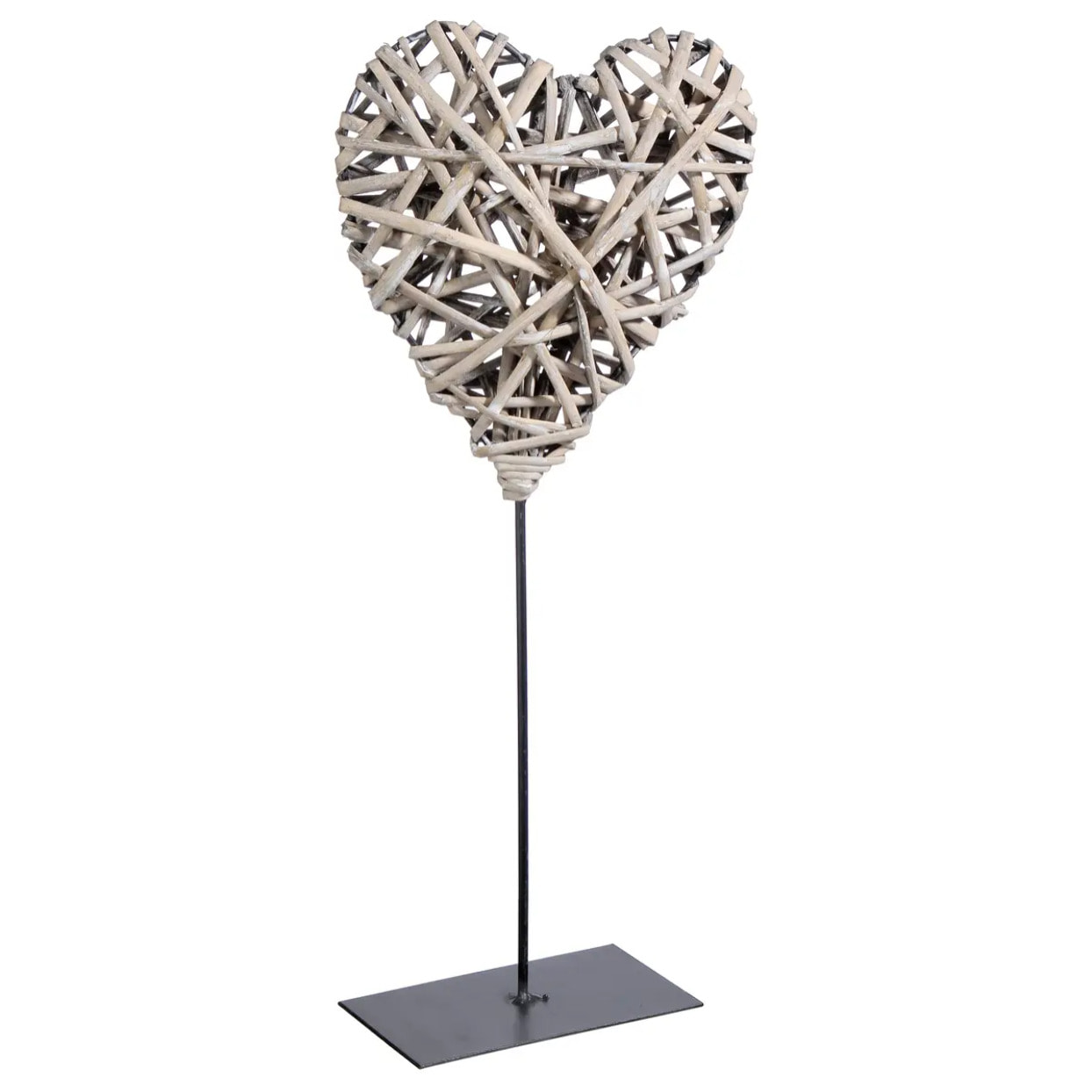 Coeur à poser osier et métal H37cm