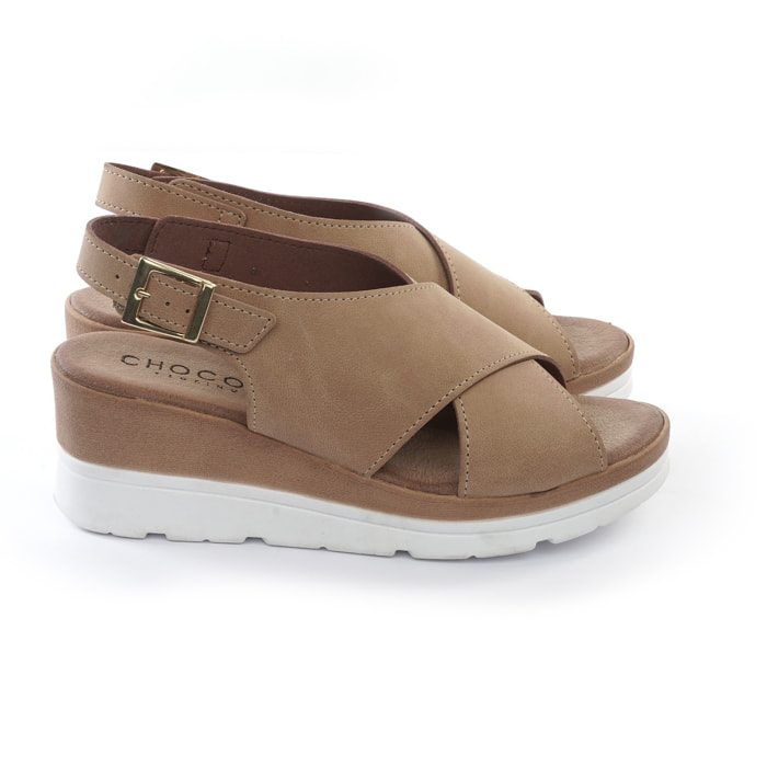 SANDALO ZEPPA INCROCIATO BEIGE
