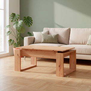 Tavolino Rialzabile Da Caffè Con Piano Sollevabile Tavolo Da Soggiorno Pranzo Moderno Salvaspazio Ideale per Mangiare Lavorare 105 x 55 x 45 cm Rovere