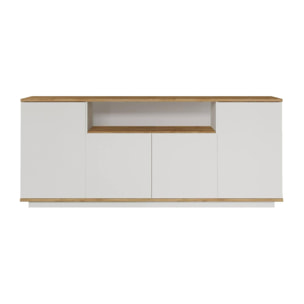 Credenza Dpas, Buffet da soggiorno, Madia da salotto, Dispensa da cucina, 180x45h75 cm, Quercia e Bianco