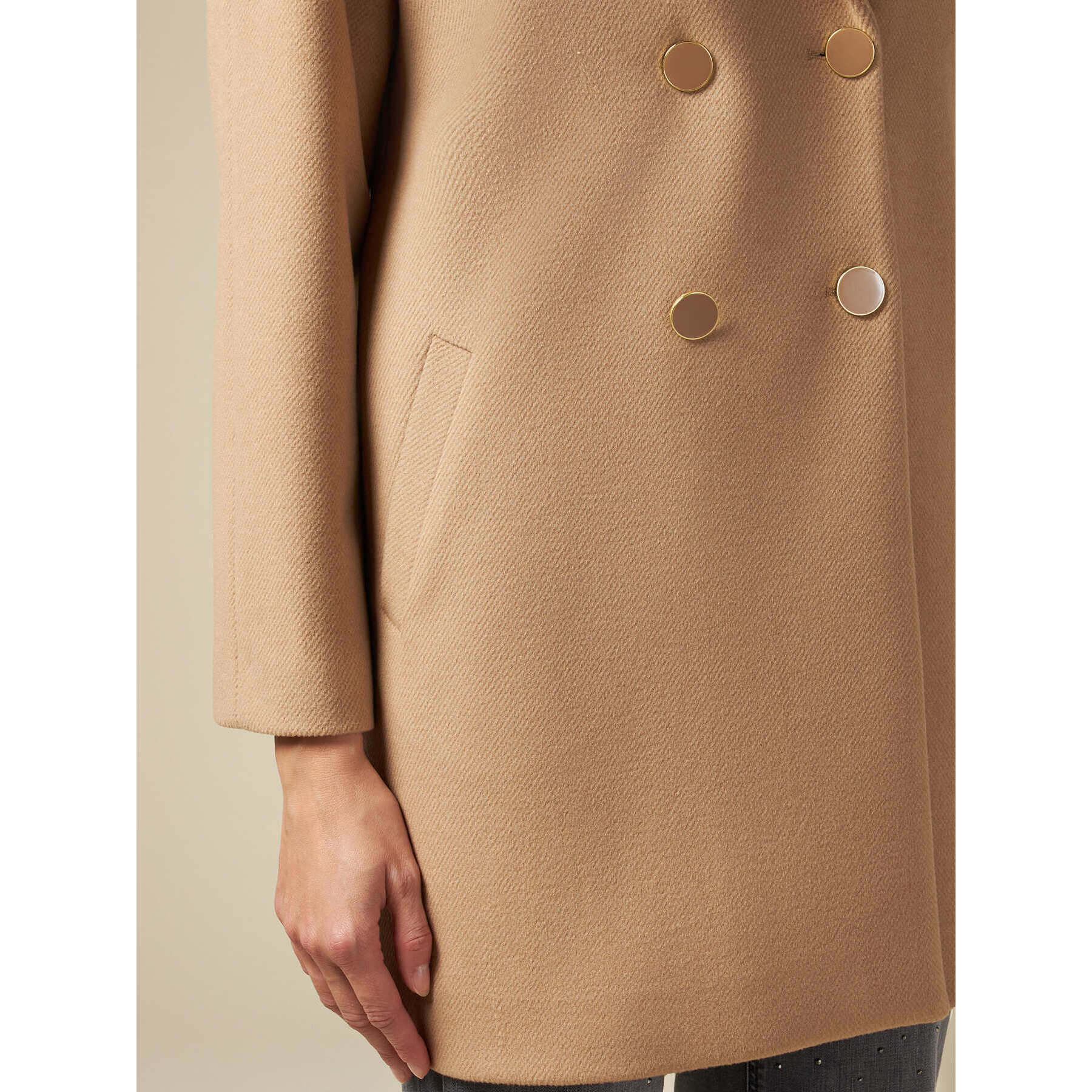 Oltre - Cappotto midi doppiopetto - Beige