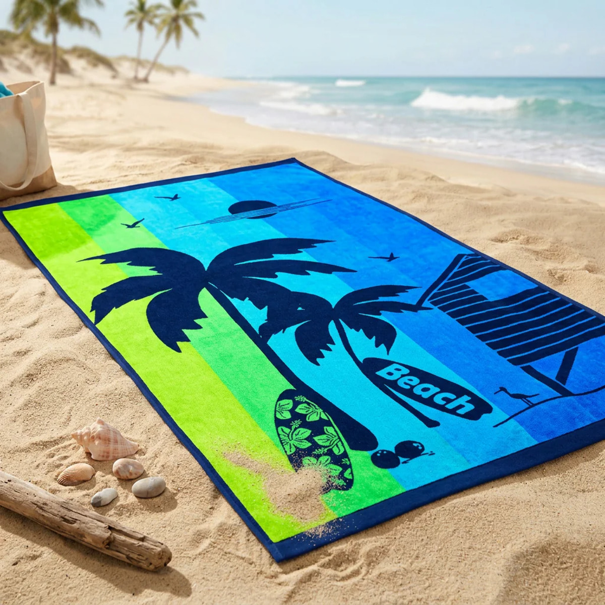 Serviette de plage éponge velours Jacquard - Milatos - 90x170cm - 400g/m²