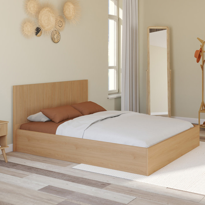 Lit coffre Faustine 160x200cm tête de lit lattes