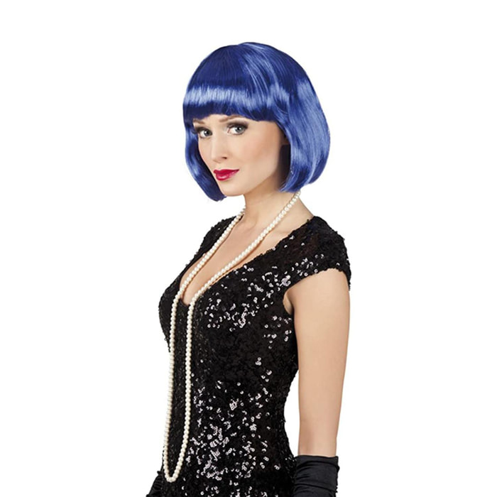 Accessorio Costume Parrucca Cabaret Caschetto Blu Donna Taglia Unica