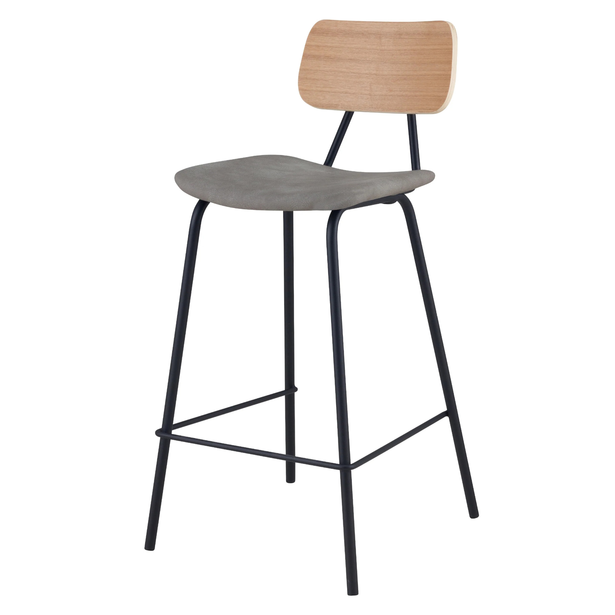 Lot de 2 chaises pour îlot central 65 cm en cuir synthétique gris - Madrague