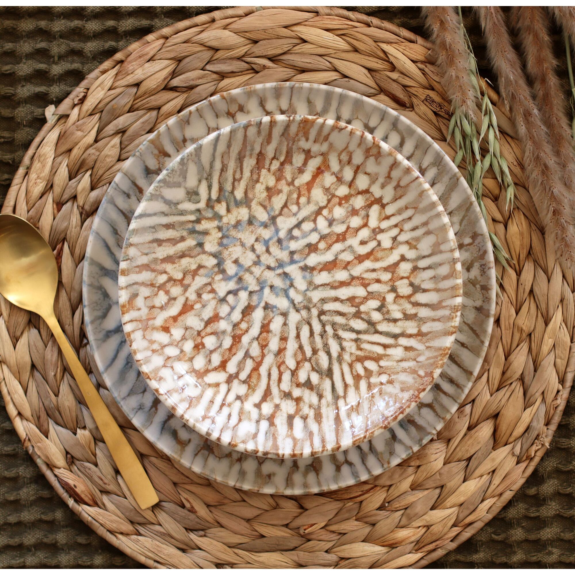 Lot de 6 assiettes creuses en grès 20,5cm  AMBRE