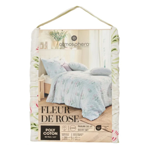 Parure de lit imprimée Fleur de rose 240x220cm en coton