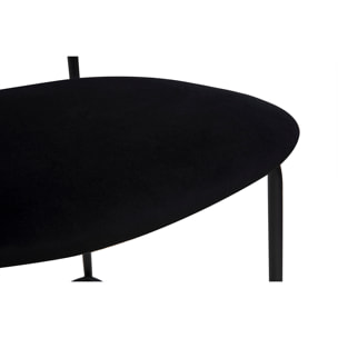 Tabourets design en velours noir, métal noir et cannage rotin (lot de 2) MIRANDA