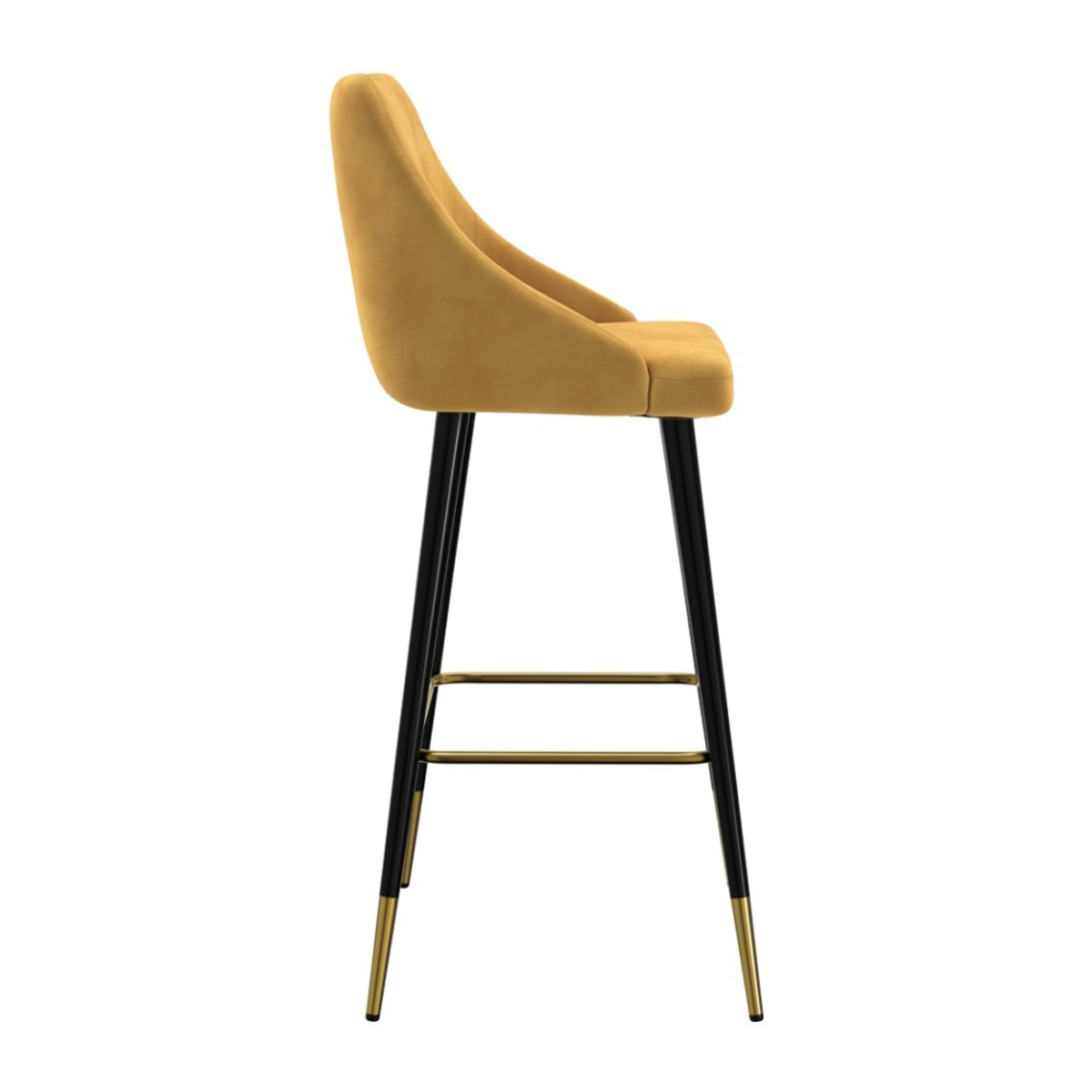 Chaise de bar Aristote en velours jaune curry 77.5 cm (lot de 2)