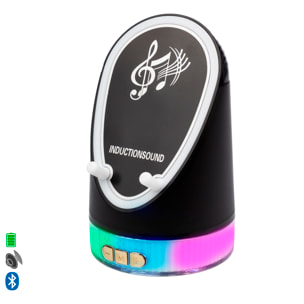 Altoparlante H48 con tecnologia di induzione intelligente che amplifica il suono posizionando il mobile sopra. Con Bluetooth e luci LED multicolori.