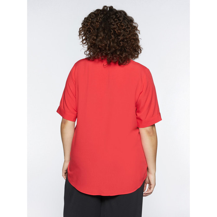 Fiorella Rubino - Blusa con occhielli in viscosa ECOVERO™ - Rosso