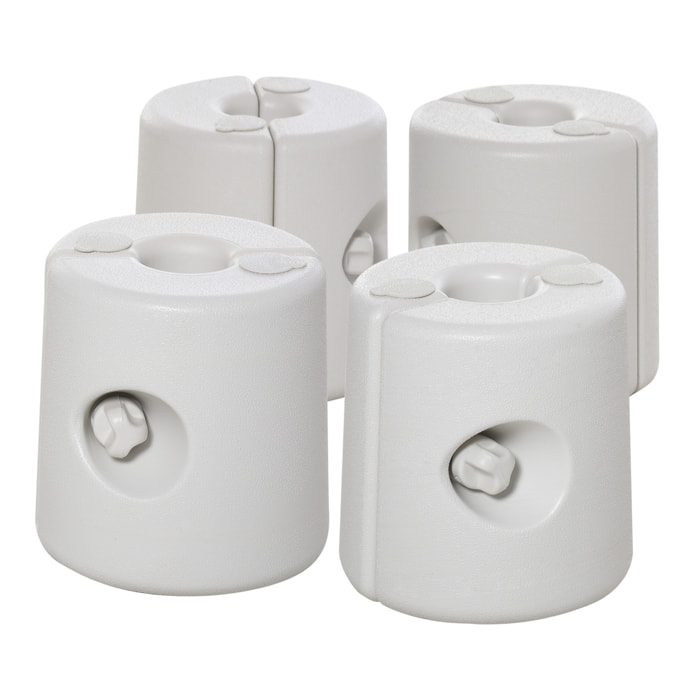 Pack de 4 Pesos para Carpas Plegables Soportes Rellenables con 9 kg de Agua Pesos para Cenador con Perillas de Fijación Ø22/24x25 cm Blanco