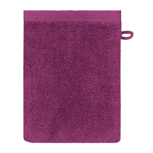 Gant de toilette pur coton 550 g/m² uni violet Elea raisin