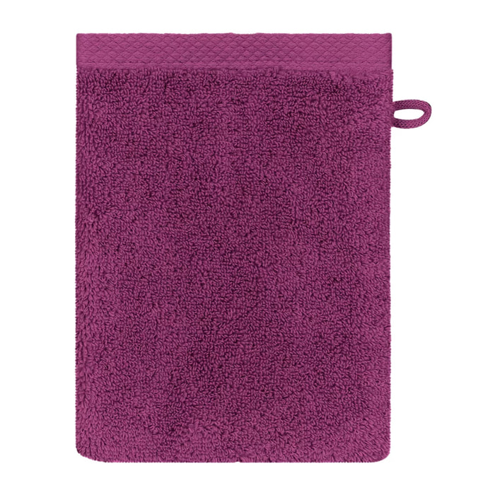 Gant de toilette pur coton 550 g/m² uni violet Elea raisin